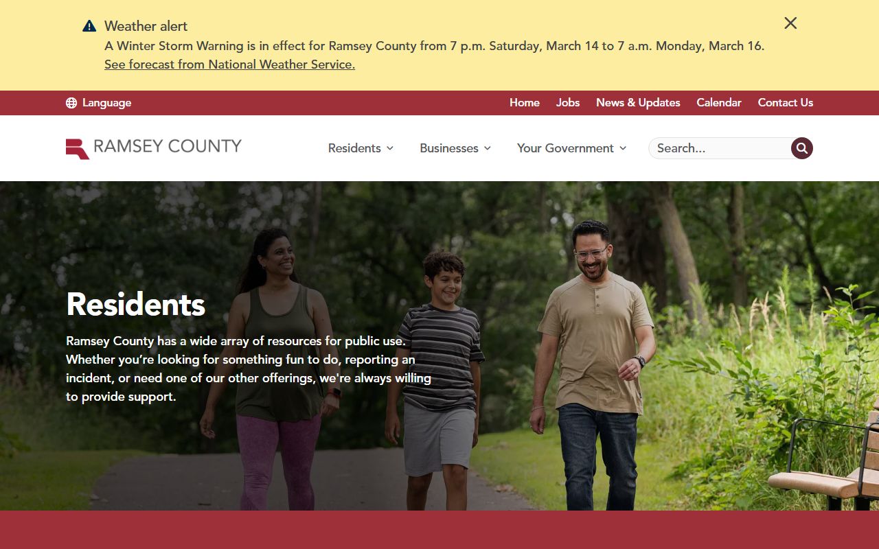 Ramsey County residents page linking to recent bookings and public records resources