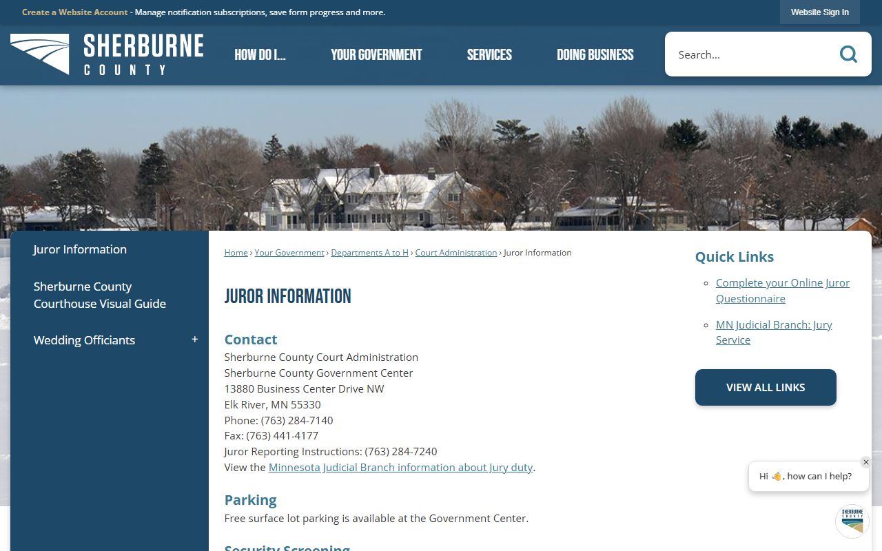 Sherburne County Sheriff's Office page for jail and booking information