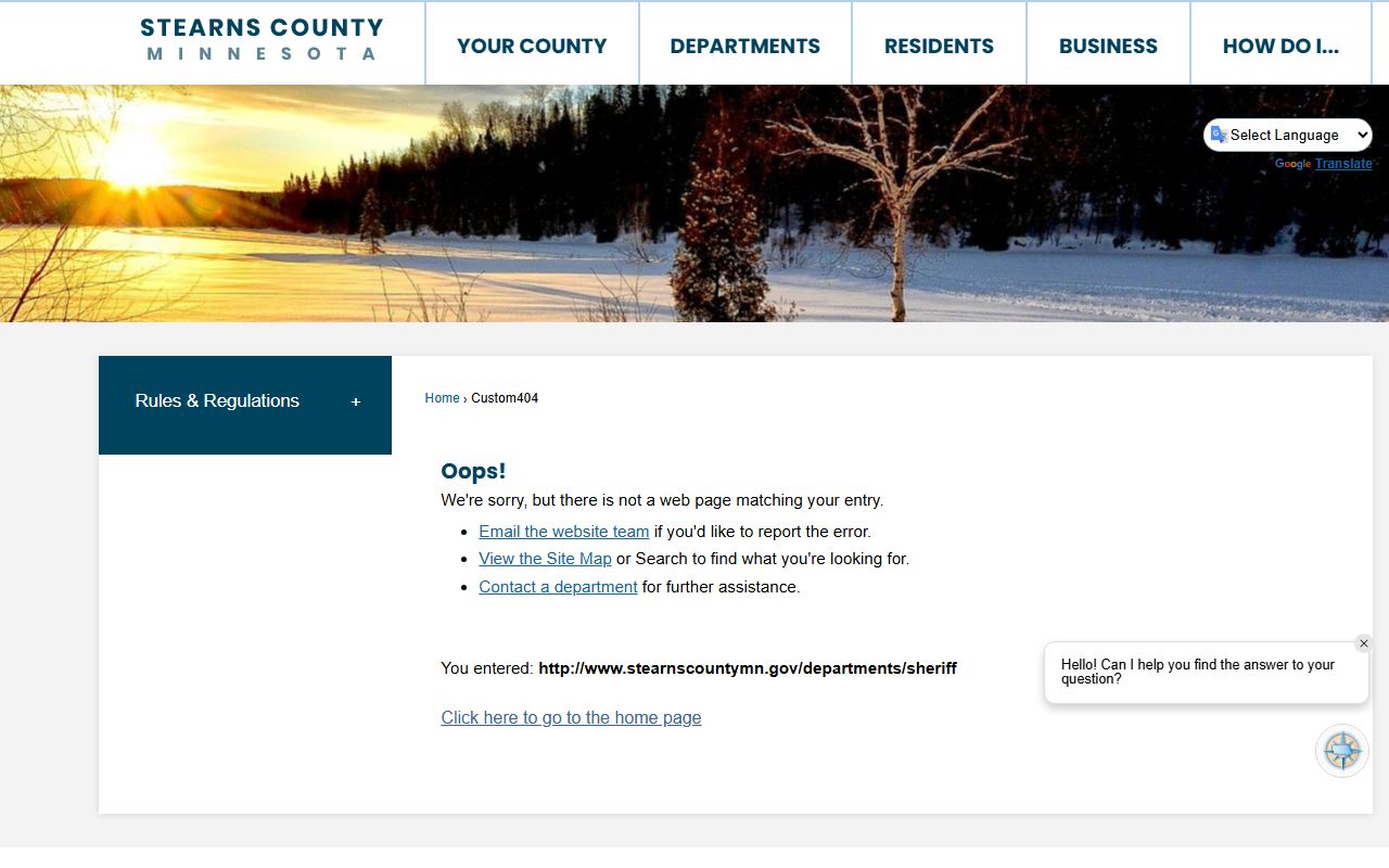 Stearns County Sheriff's Office page for recent bookings and jail information